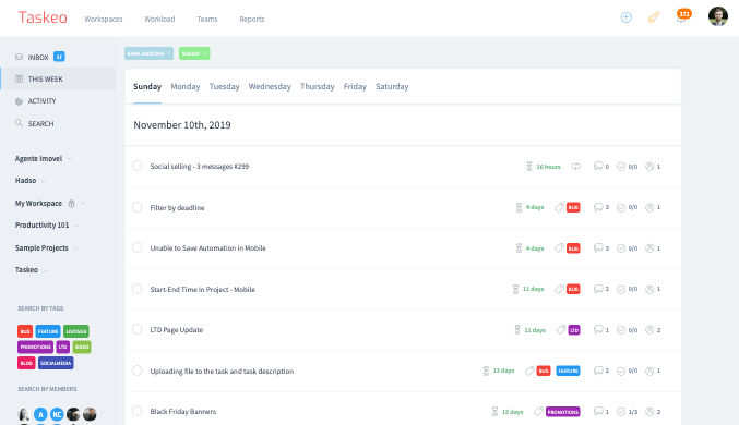 Screenshot of Taskeo