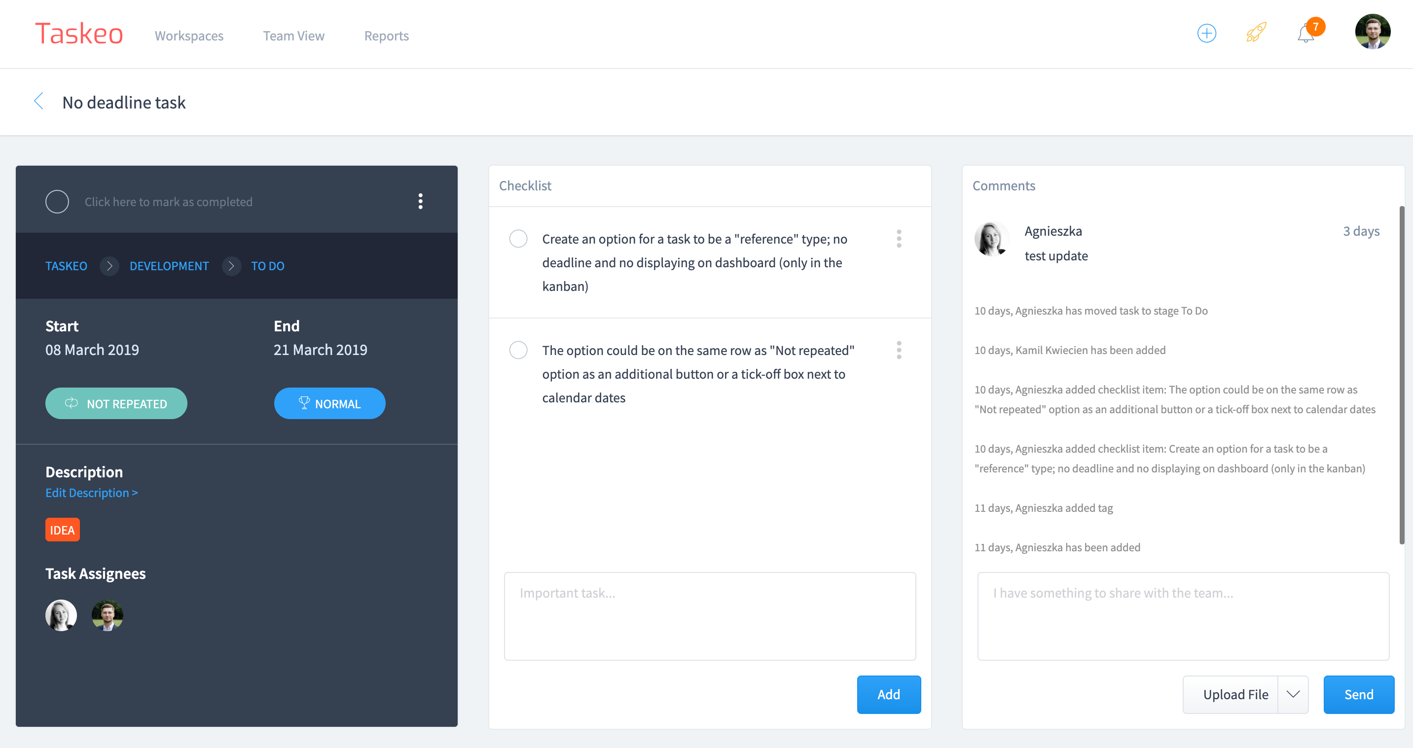 Screenshot of Taskeo